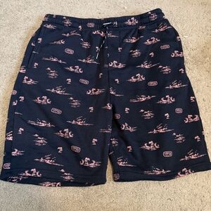 Men's Navy and Pink Patterned Sweat Shorts